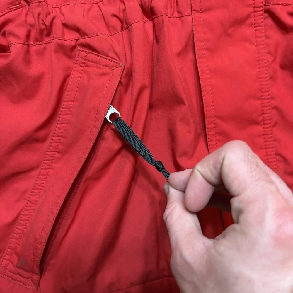 Vtg 90s The North Face Jacket Medium Red Black Hooded Ski Snow Parka Nylon Shell